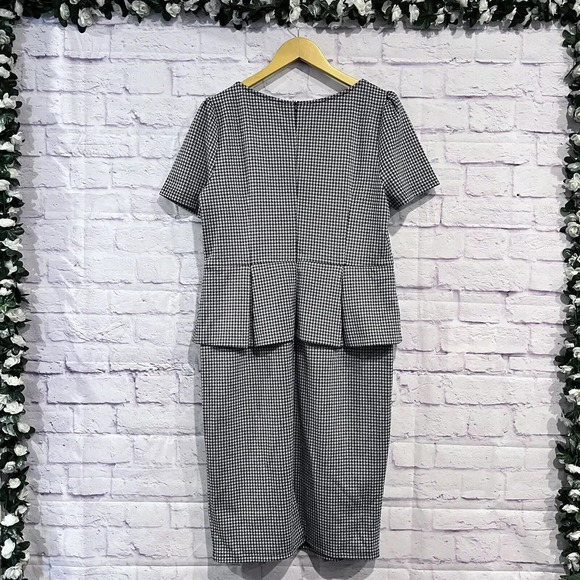 VFShow  Womens Peplum Dress‎ Size XXL Black Houndstooth Short Sleeve - Picture 2 of 13